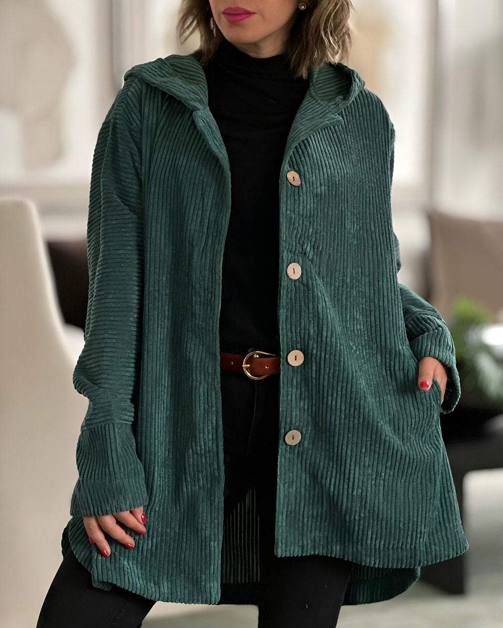Eda | Weiche Jacke aus gerippter Wolle und Leinen