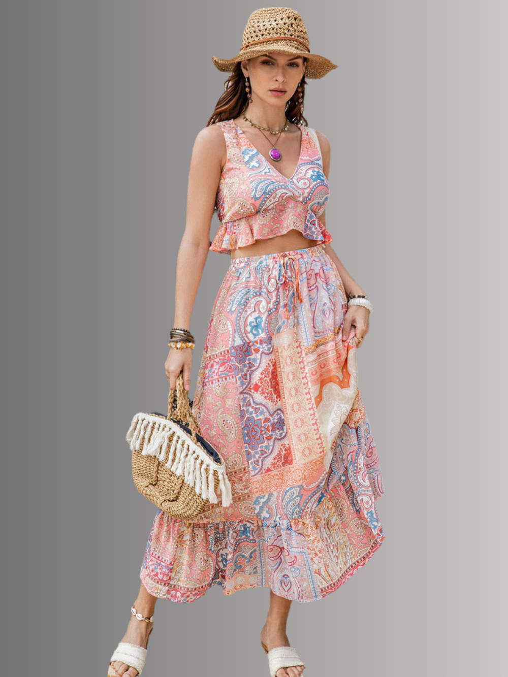 Ravira | Boho Set mit Rock & Top