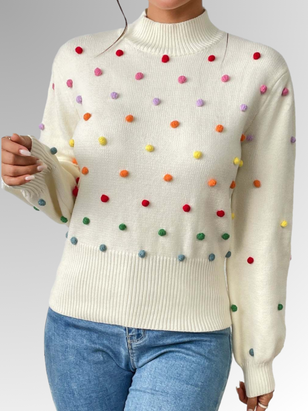 Olithia | Verspielter Pom-Pom-Pullover