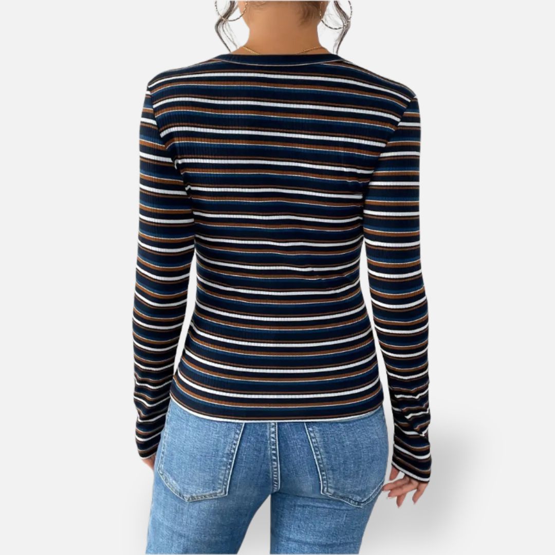 Vittoria | Klassischer blau gestreifter Damenpullover