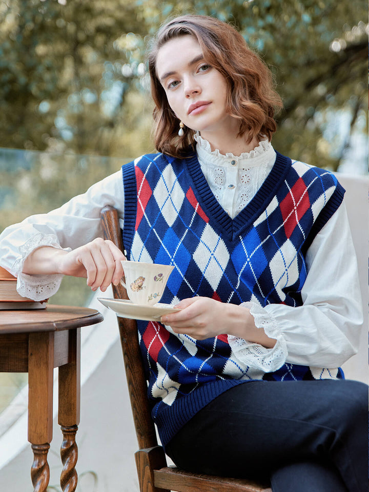 Yesim | Argyle Strickweste Damen