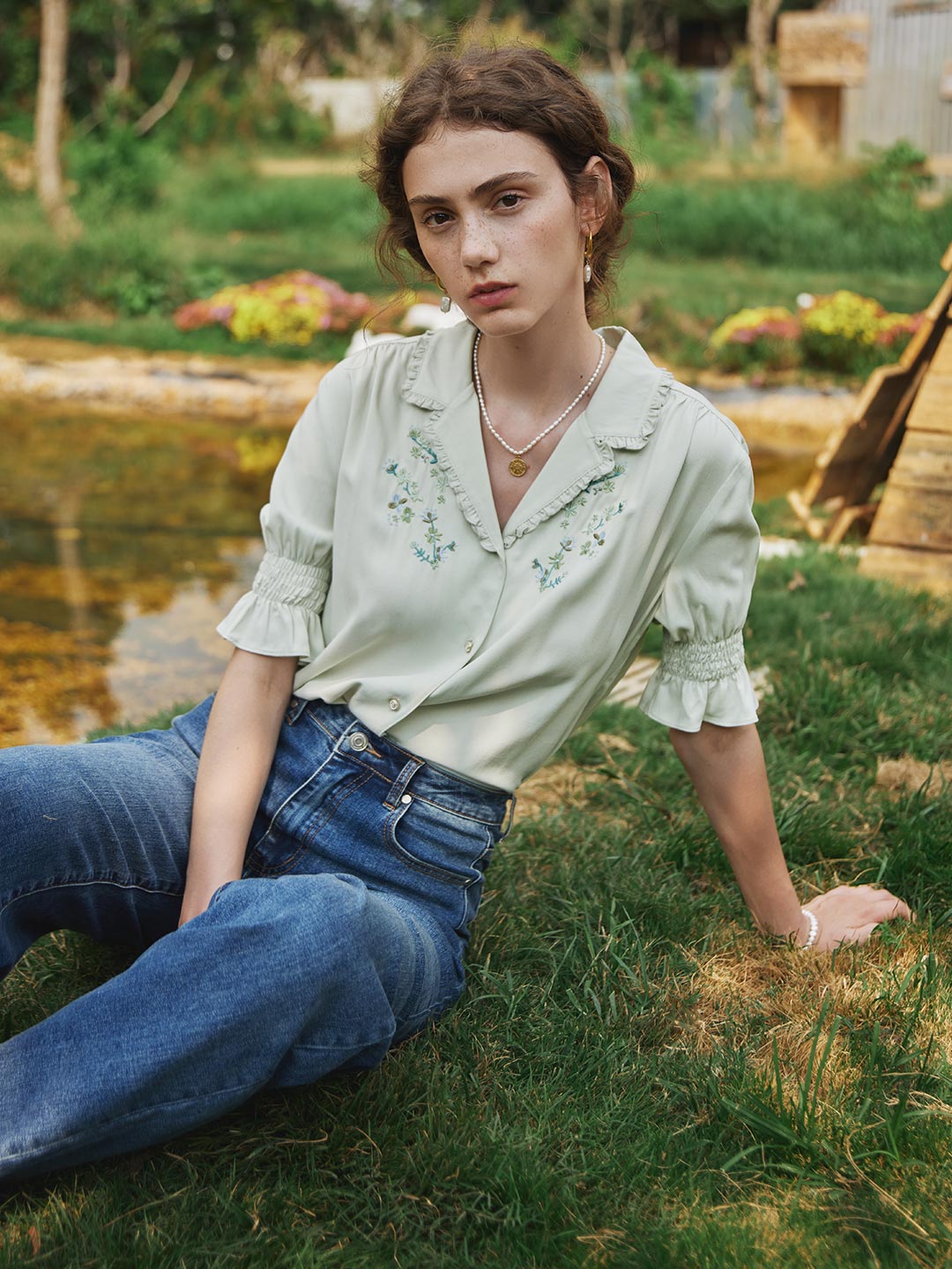 Telse | Bestickte Viskose-Bluse
