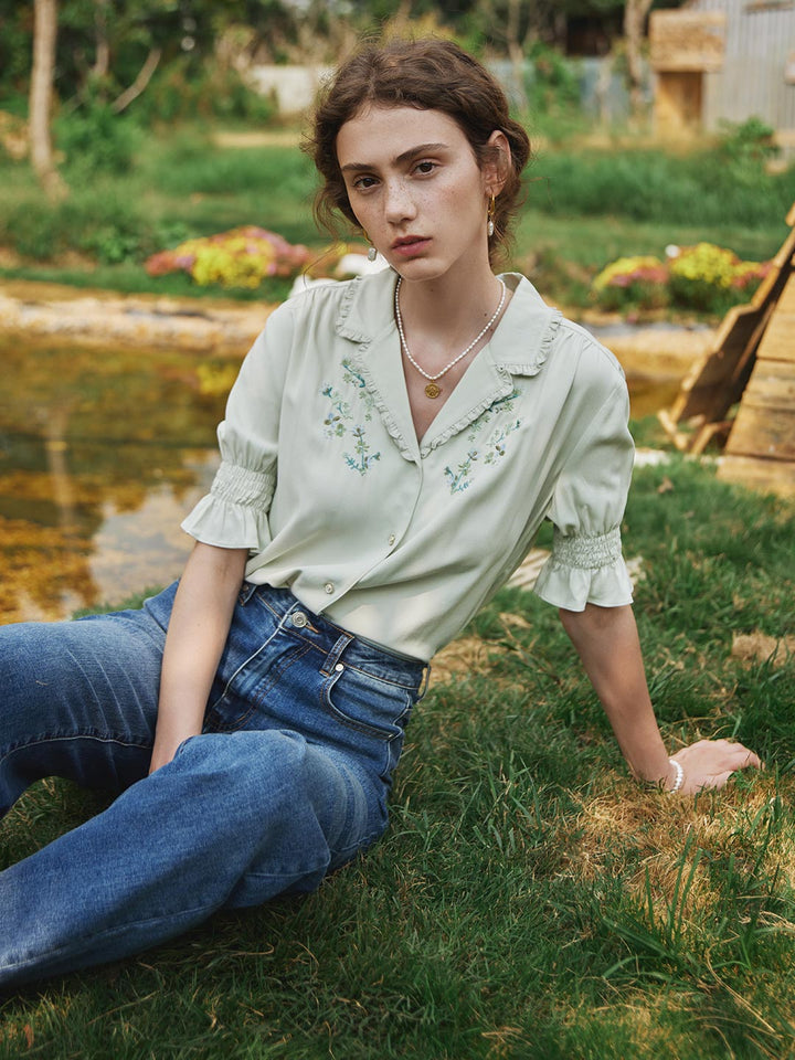 Telse | Bestickte Viskose-Bluse