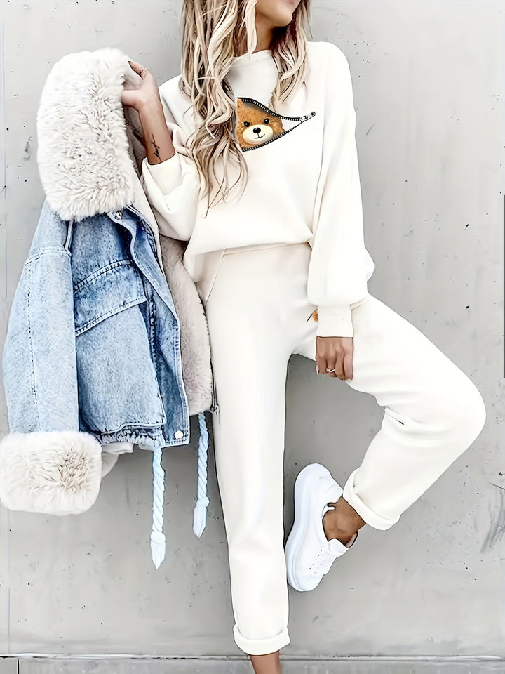 Winona | Damen-Sweatshirt-Set mit Teddybär-Aufdruck