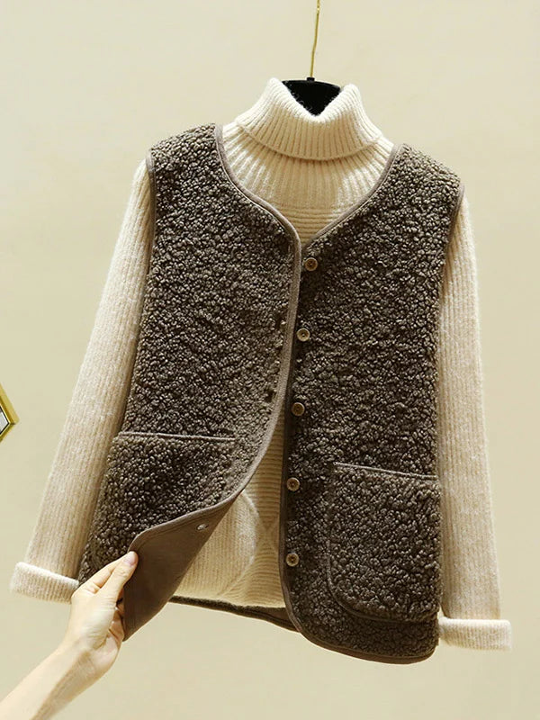 Cornelia | Warme ärmellose Strickjacke aus Lammwolle für Frauen