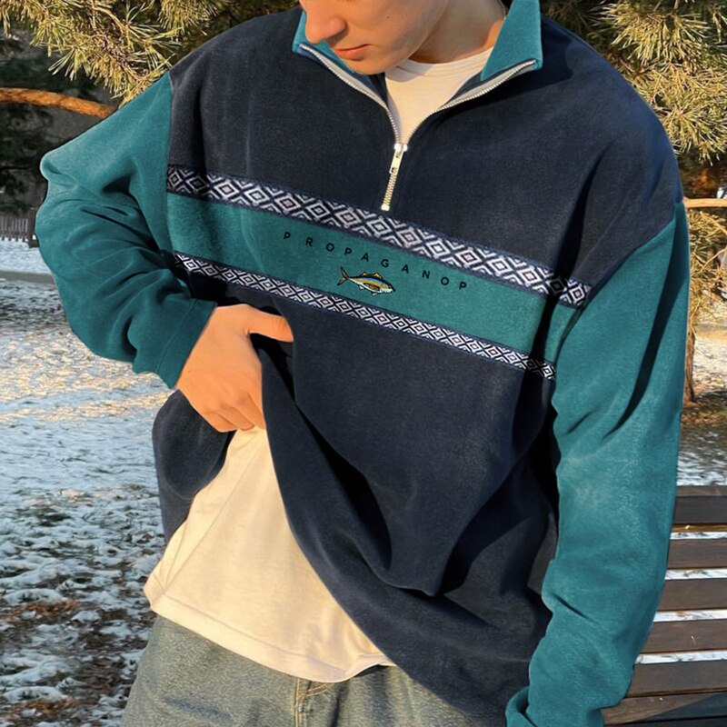 Jilayne | Farbblock-Pullover mit Reißverschluss