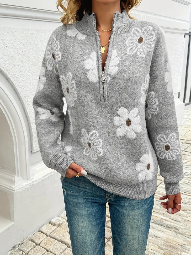 Glydel | Floraler Zip-Sweater Damen