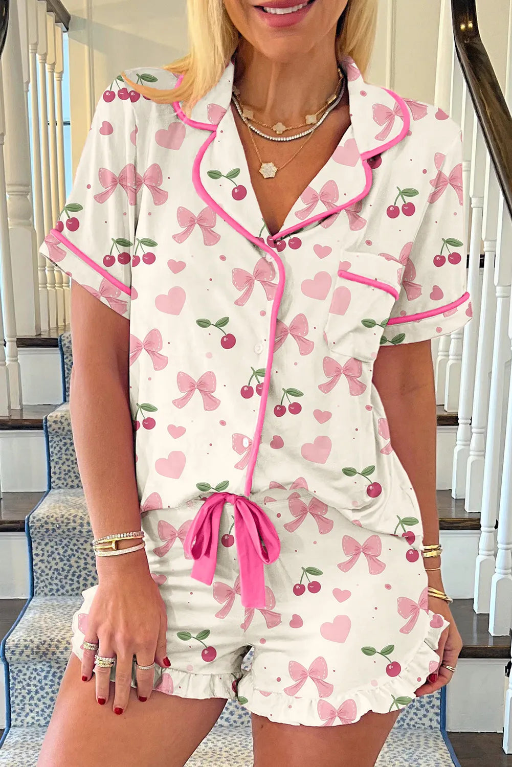Esmira | Blumen Schlafanzug Set Damen