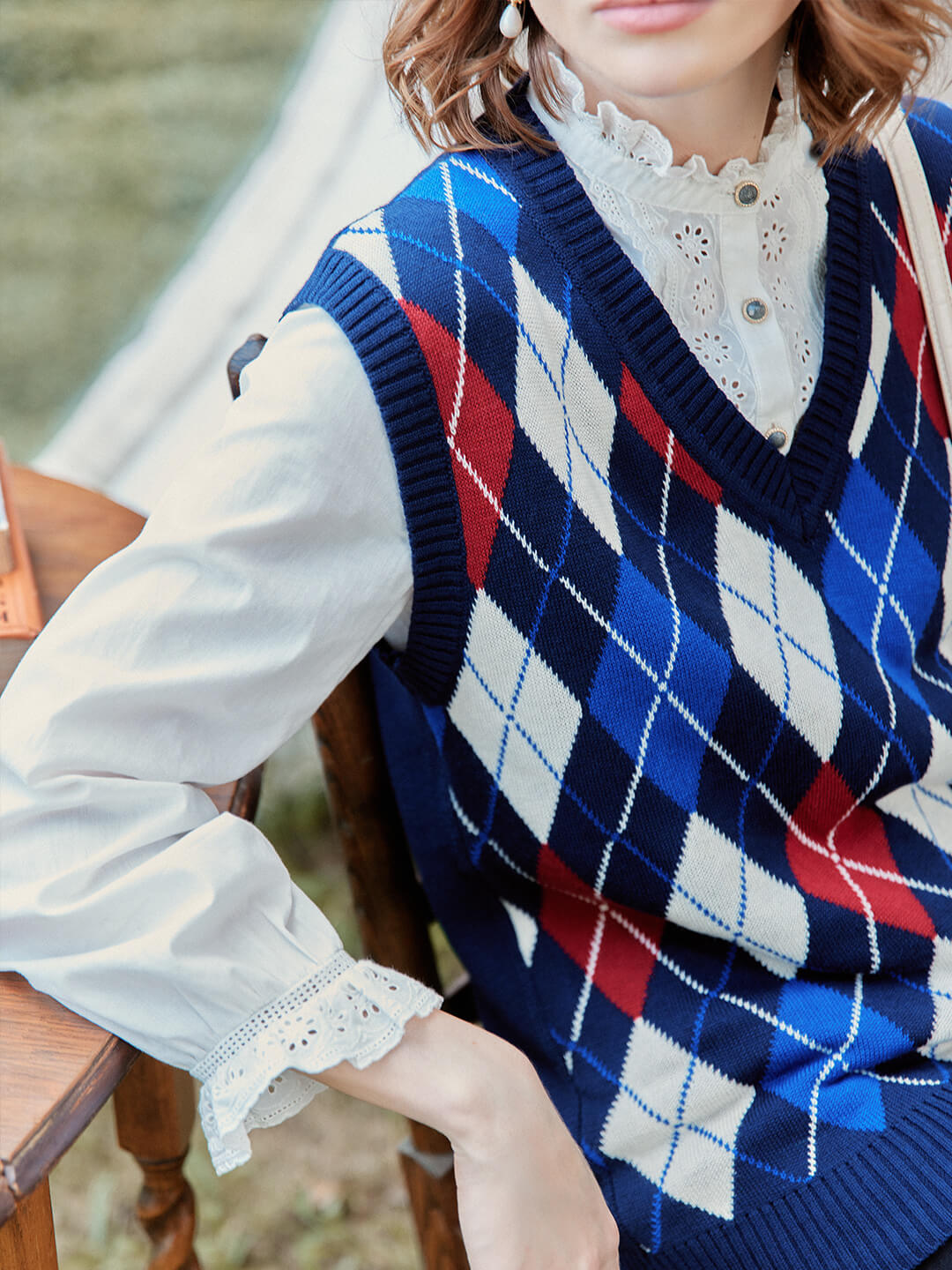 Yesim | Argyle Strickweste Damen