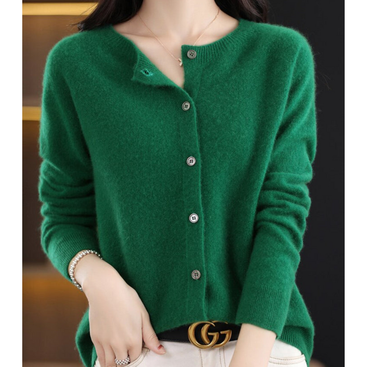 Abigail | Wolle Damen Strickjacke mit O-Ausschnitt