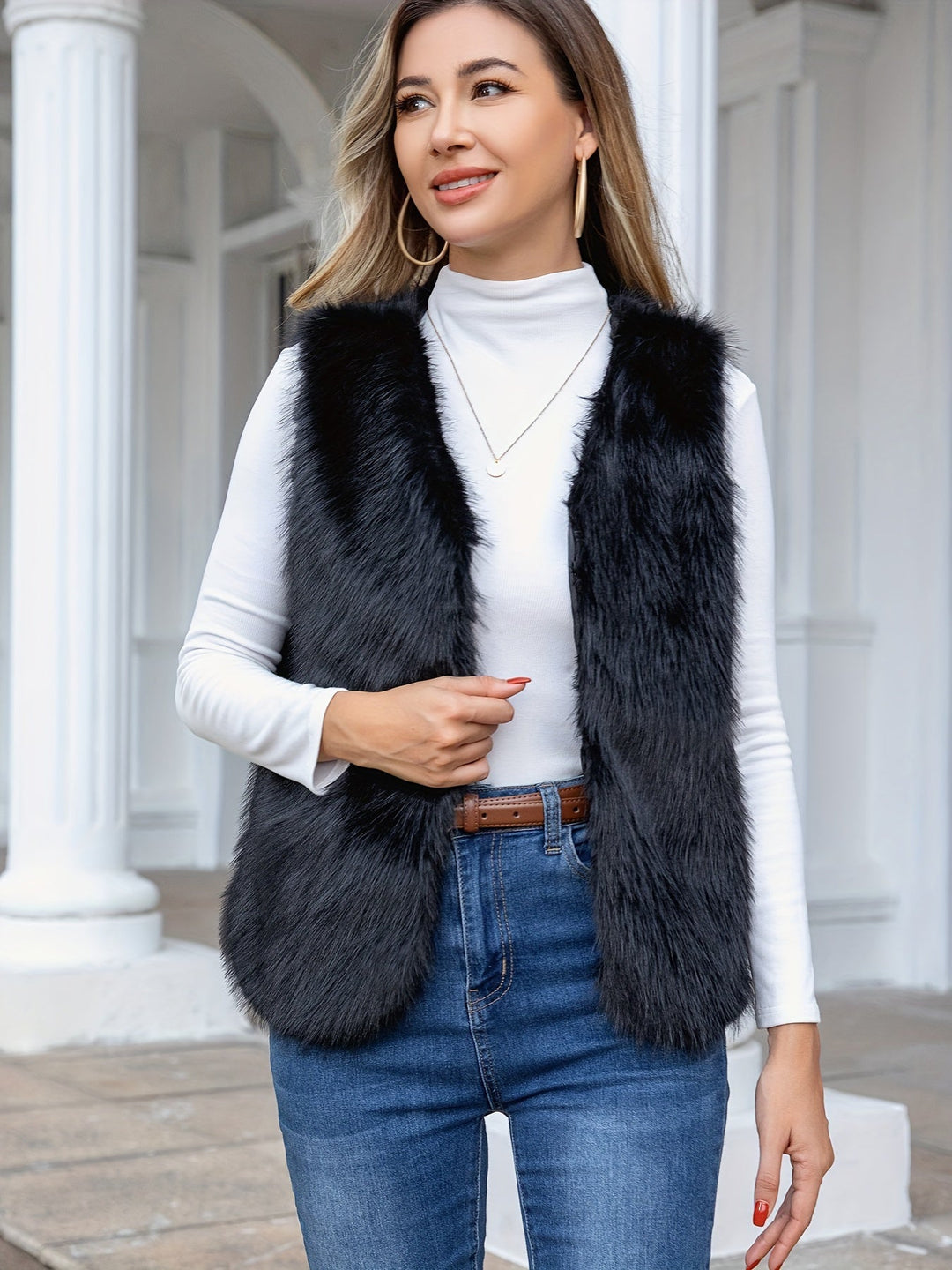 Hanne | Schickes Kunstfell-Gilet