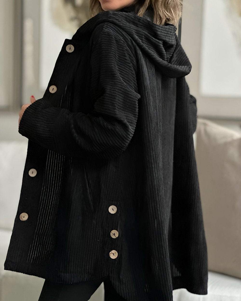 Eda | Weiche Jacke aus gerippter Wolle und Leinen