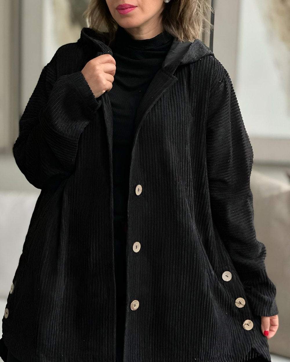 Eda | Weiche Jacke aus gerippter Wolle und Leinen