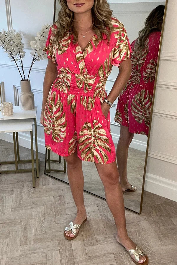 Chrysa | Stilvoller Blätterprint-Romper