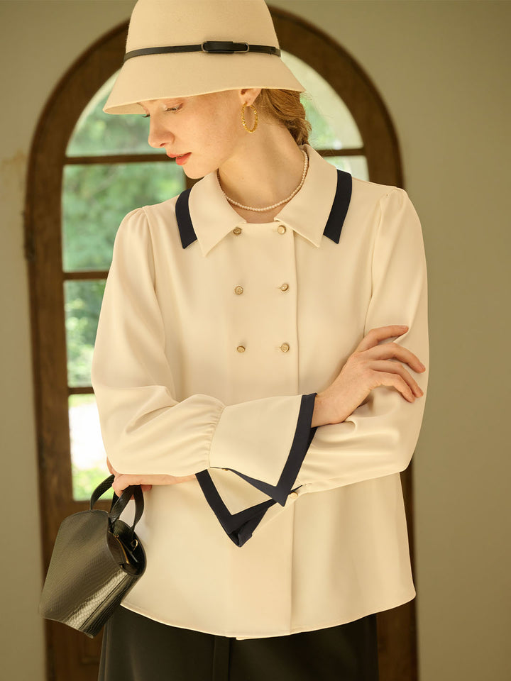 Verina | Vintage Kontrast Bluse