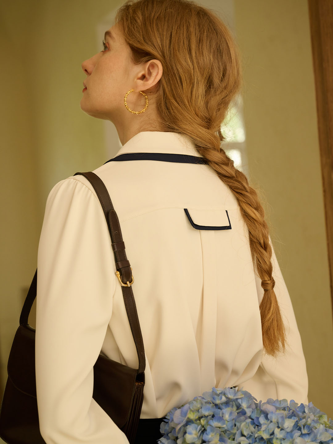 Verina | Vintage Kontrast Bluse