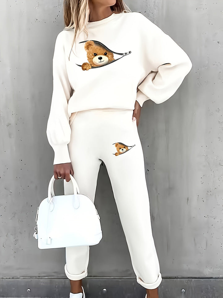 Winona | Damen-Sweatshirt-Set mit Teddybär-Aufdruck