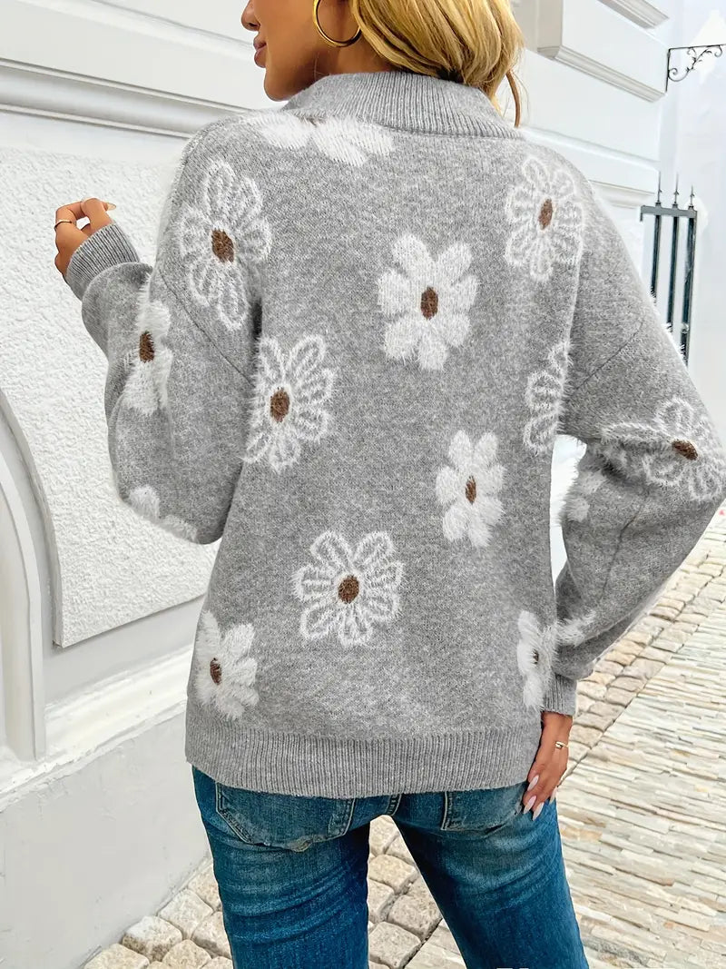 Glydel | Floraler Zip-Sweater Damen
