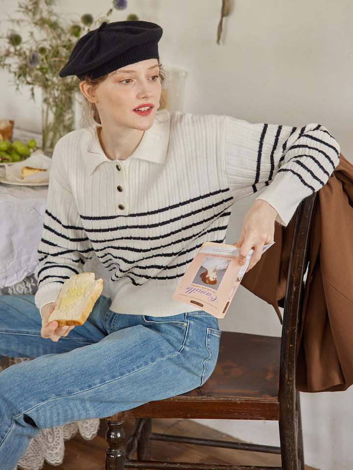 Zulma | Gestreiftes Polo Stricktop