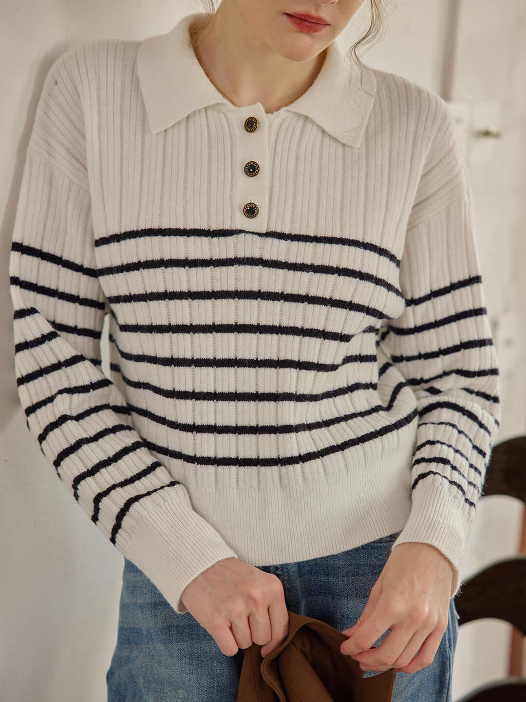 Zulma | Gestreiftes Polo Stricktop