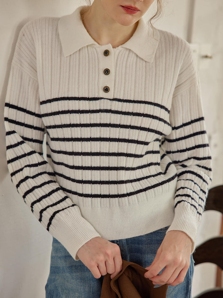 Zulma | Gestreiftes Polo Stricktop