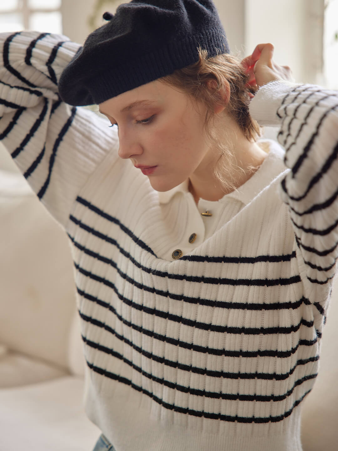 Zulma | Gestreiftes Polo Stricktop