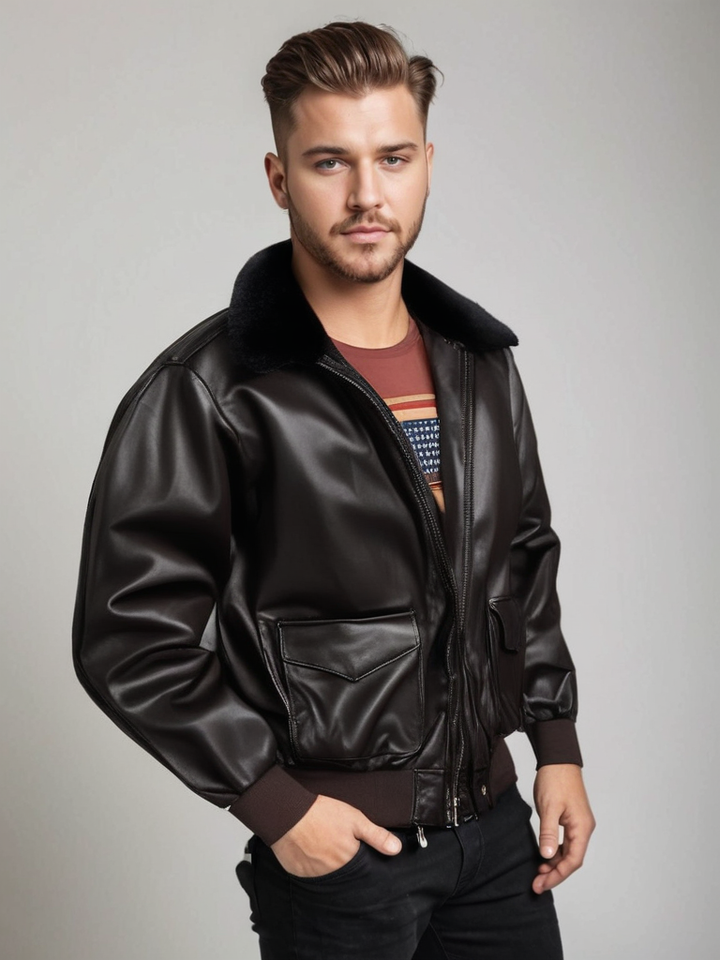 Viator | Herren Vintage Winter Lederjacke