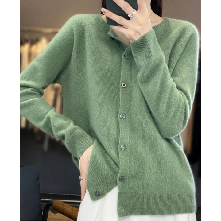 Abigail | Wolle Damen Strickjacke mit O-Ausschnitt