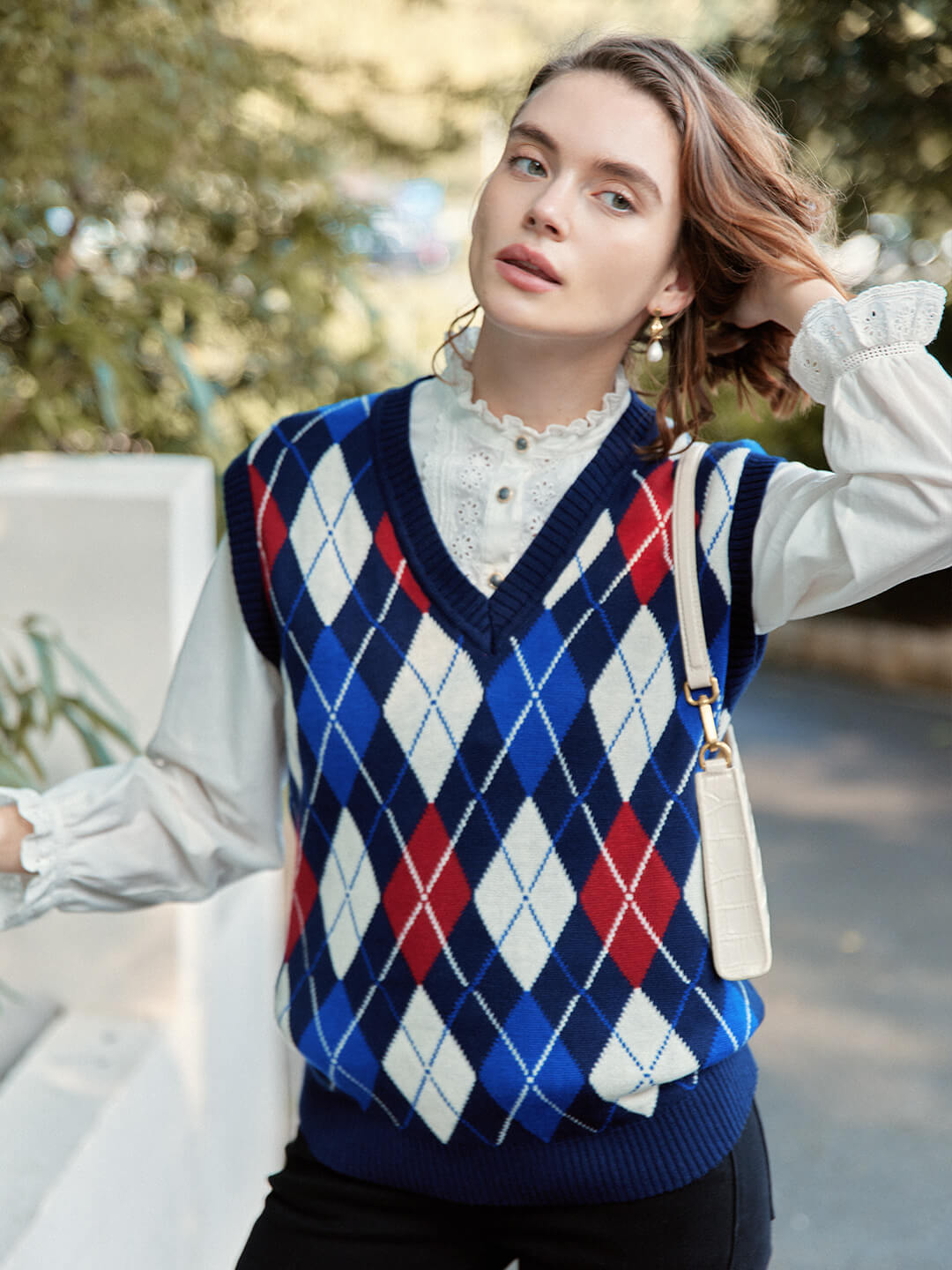 Yesim | Argyle Strickweste Damen