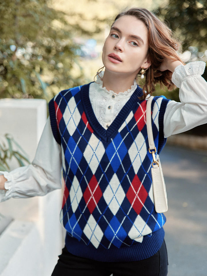 Yesim | Argyle Strickweste Damen