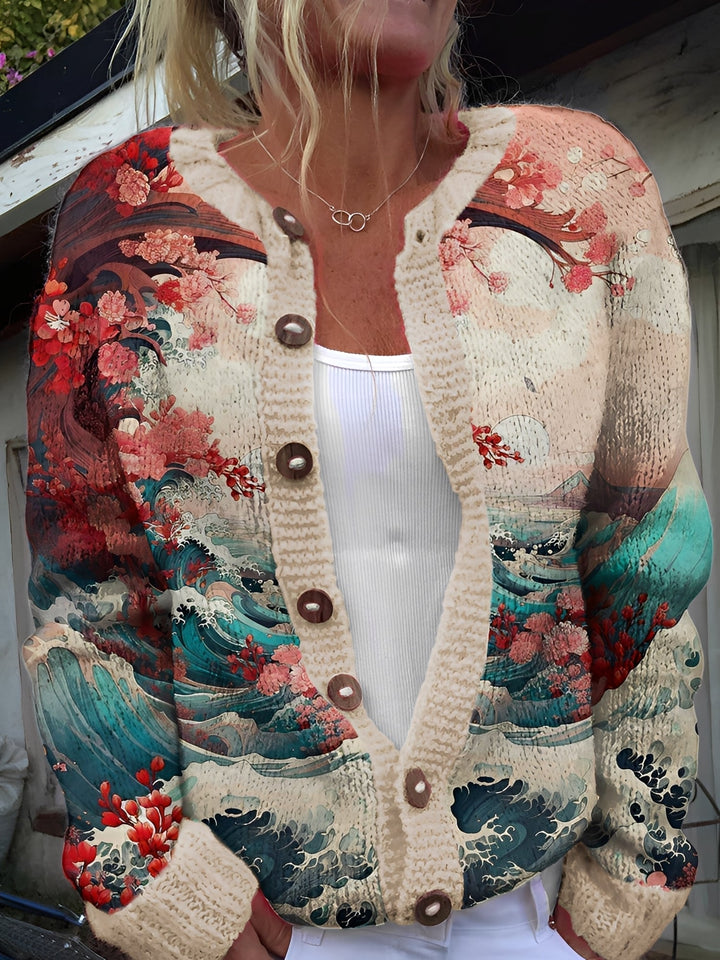 Kaitlyn | Strickcardigan mit Katzenmuster