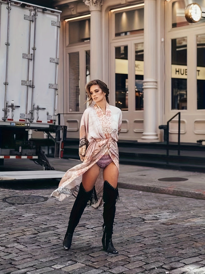 Patrizia | Langer Kimono mit Blumen