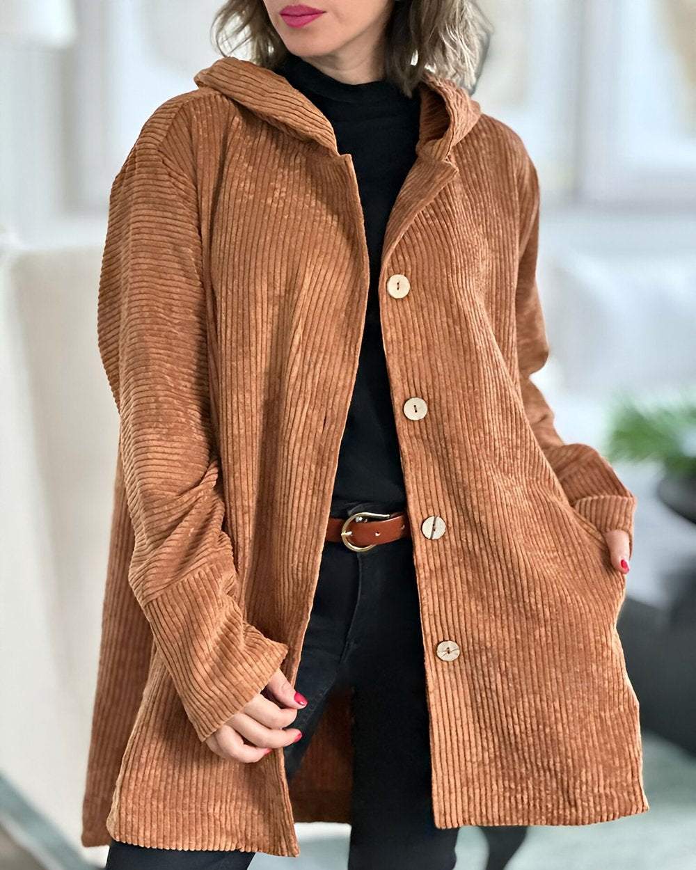 Eda | Weiche Jacke aus gerippter Wolle und Leinen