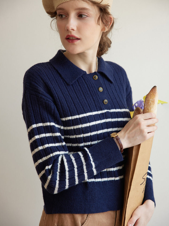 Zuzana | Gestreiftes Polo Stricktop