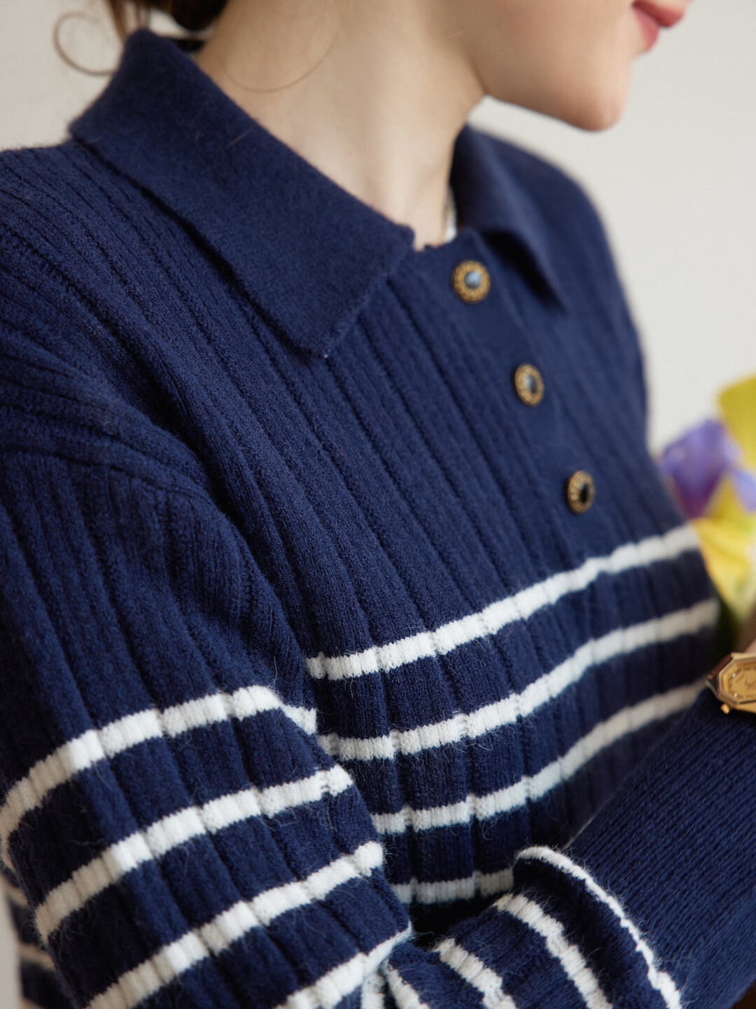 Zuzana | Gestreiftes Polo Stricktop