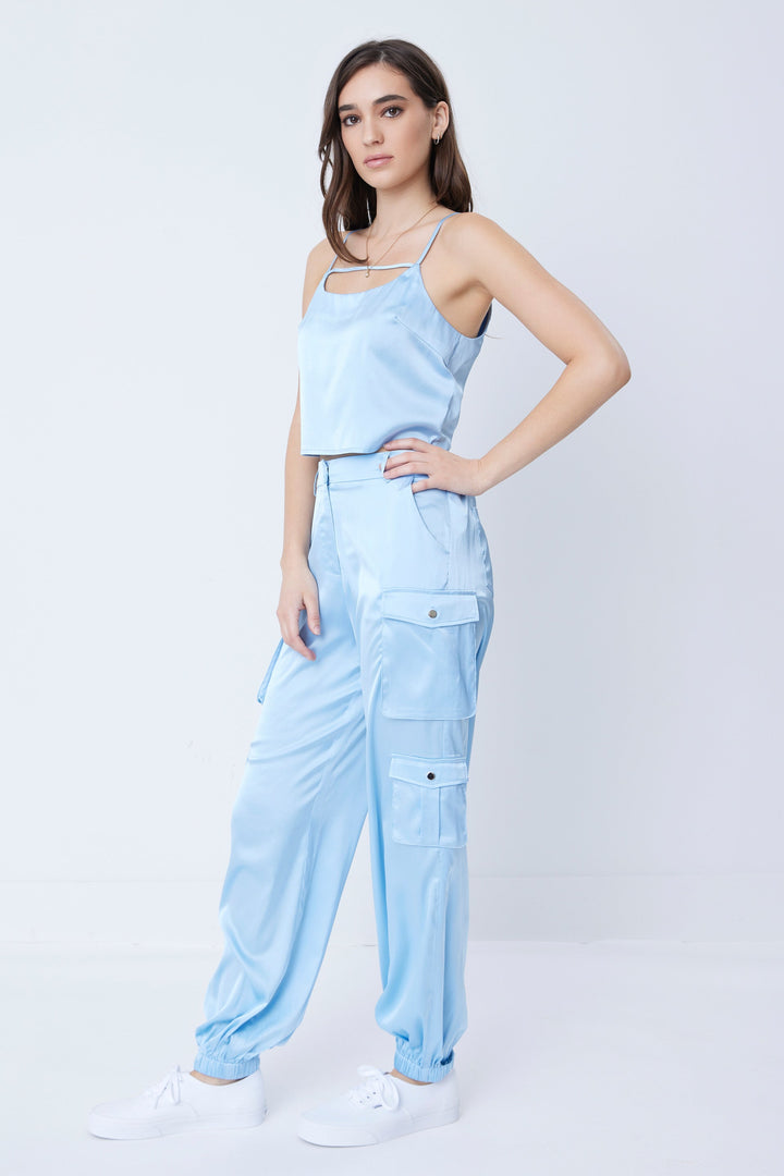 Zivara | Satin Top mit Cargo-Hose
