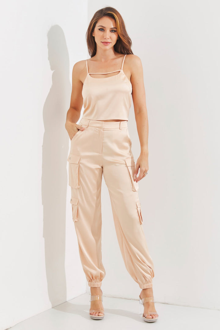 Zivara | Satin Top mit Cargo-Hose
