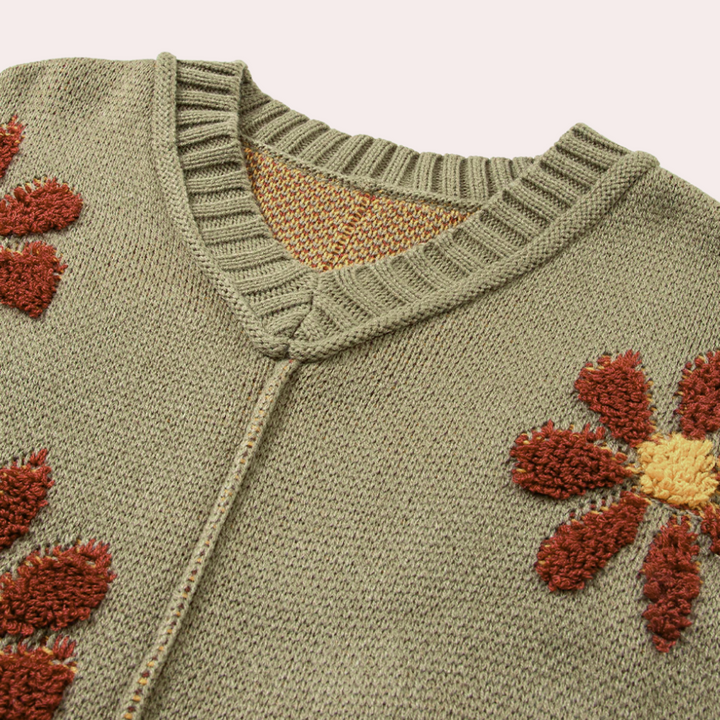 Alora | Floraler Strickpullover Damen