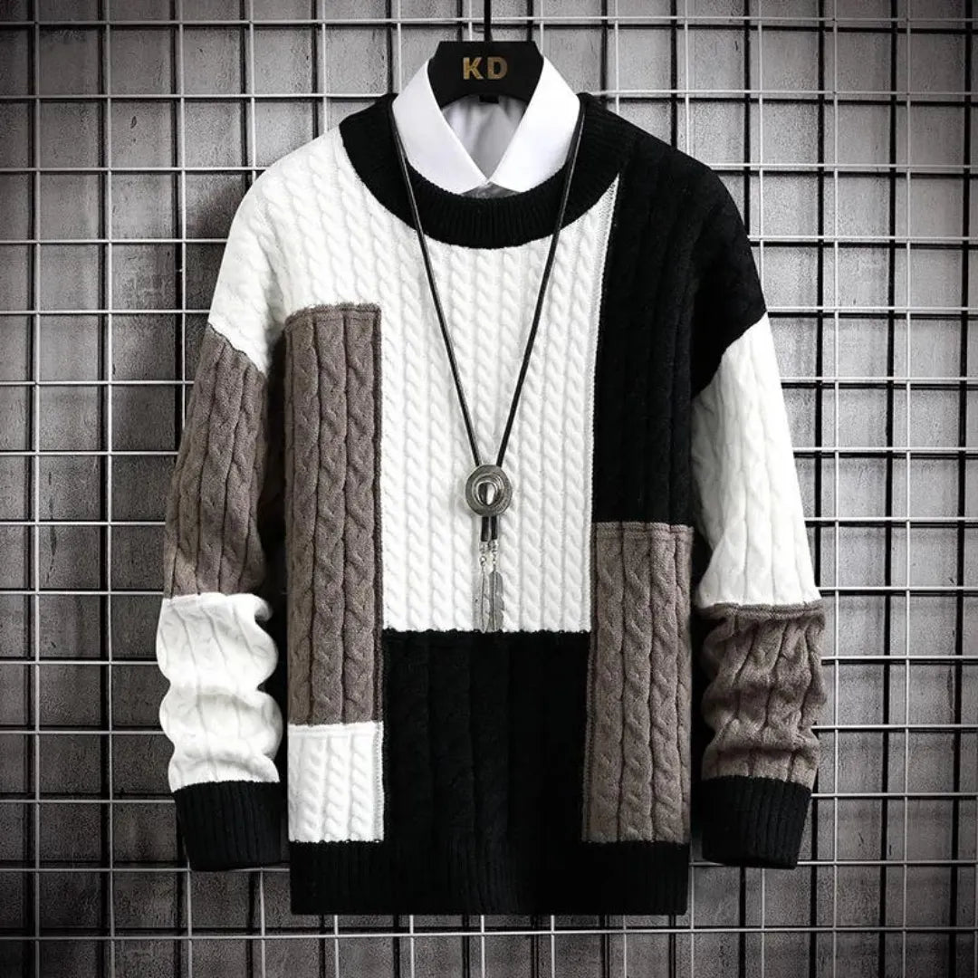 Joric | Patchwork Strickpullover Herren