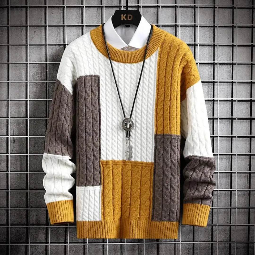 Joric | Patchwork Strickpullover Herren