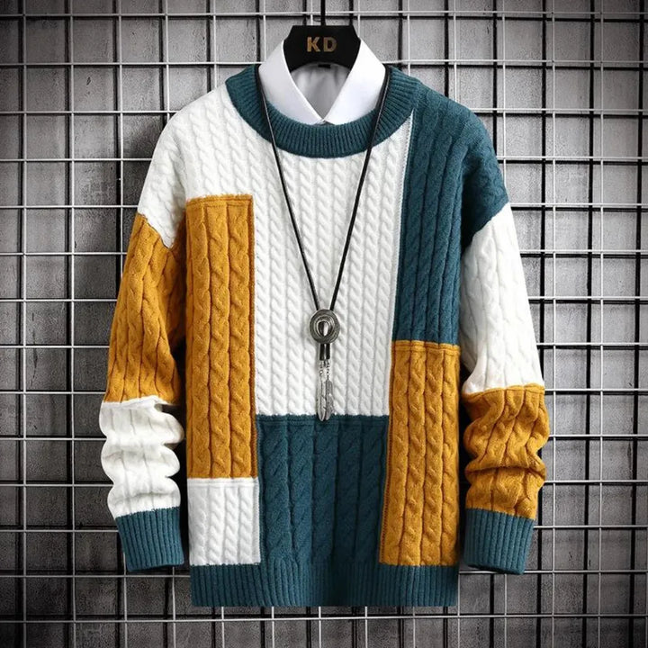 Joric | Patchwork Strickpullover Herren