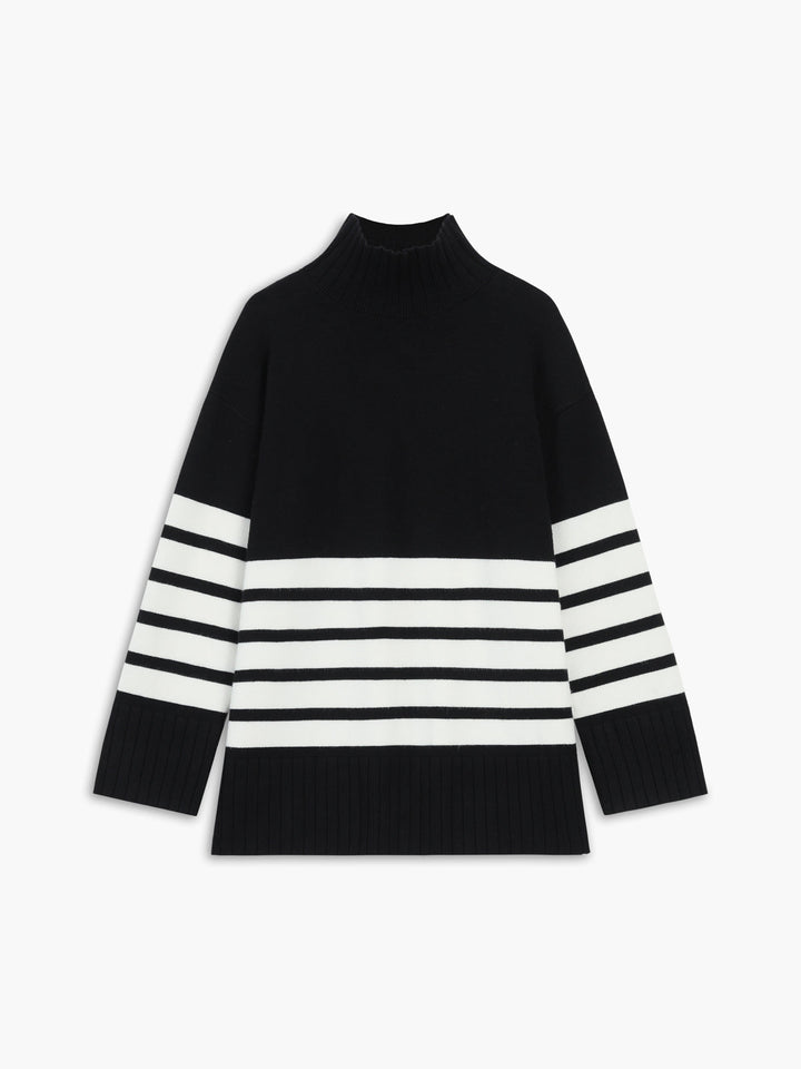 Almeda | Paris Mock Neck Pullover mit Streifen