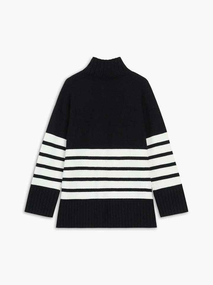 Almeda | Paris Mock Neck Pullover mit Streifen