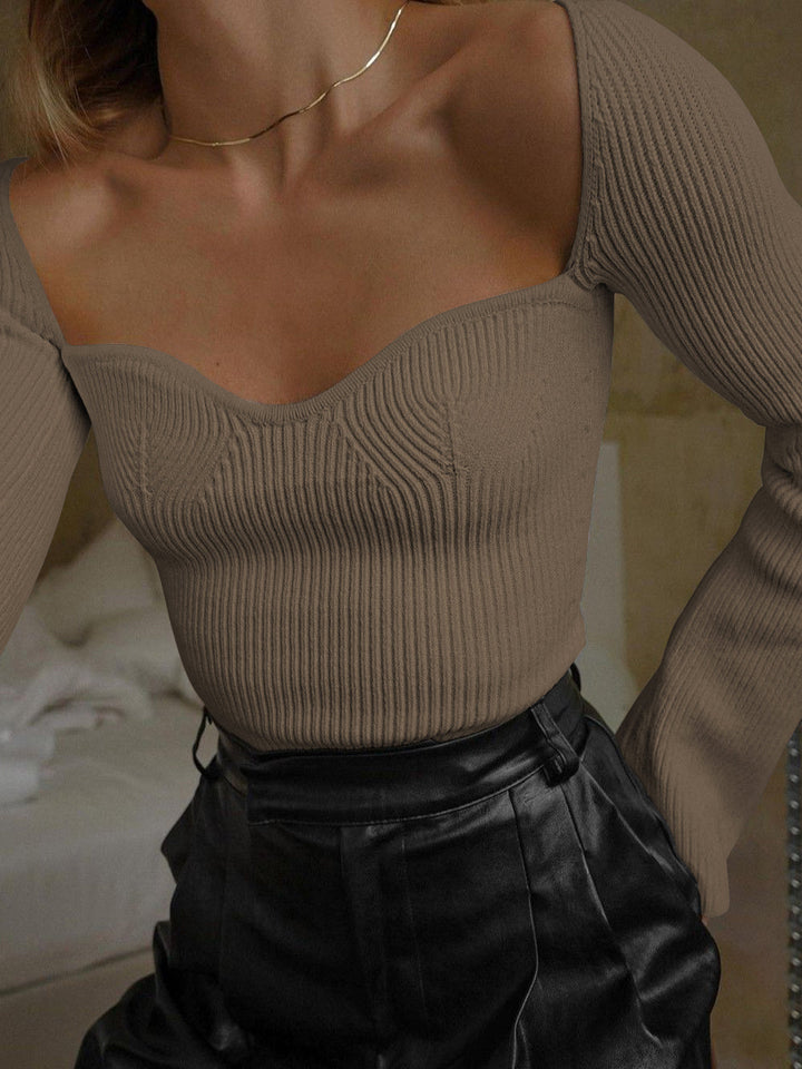 Eletta | Langärmeliges Strick-Top mit Sweetheart