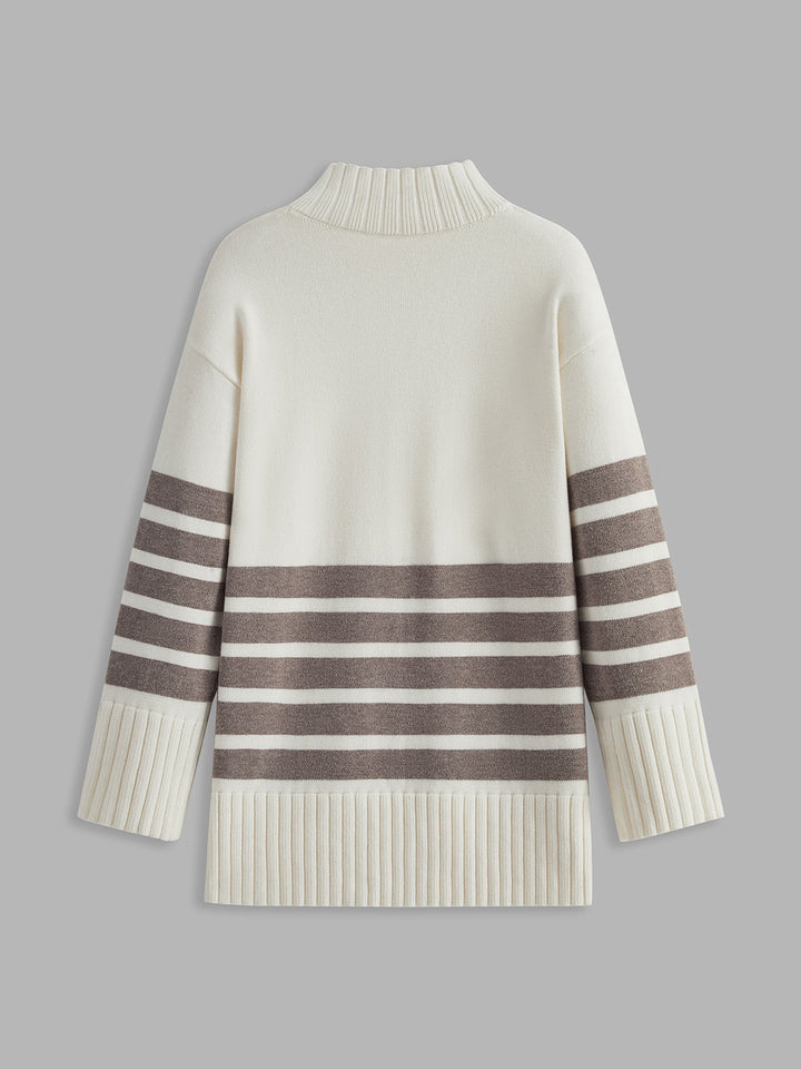 Almeda | Paris Mock Neck Pullover mit Streifen