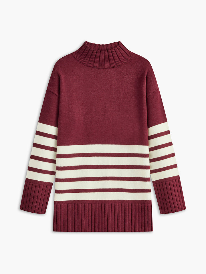 Almeda | Paris Mock Neck Pullover mit Streifen