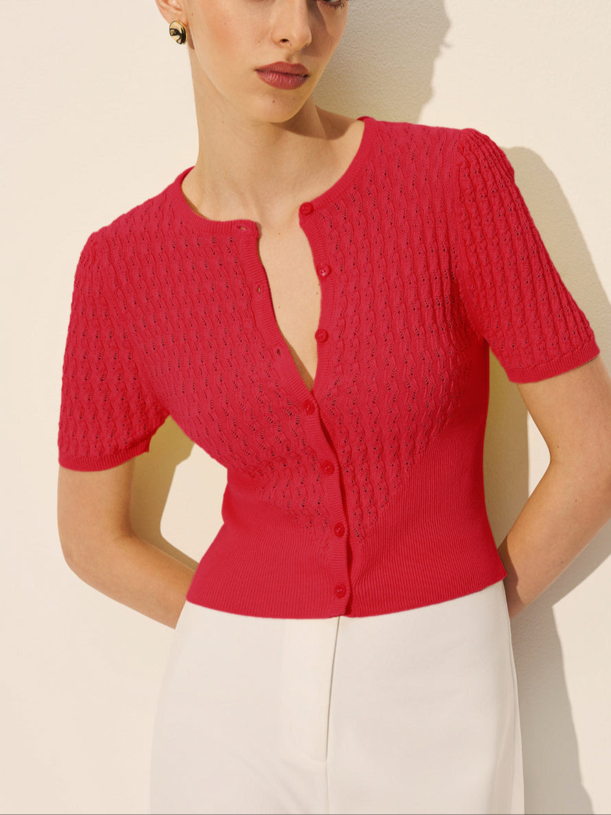 Avenora | Stricktop mit Knopfleiste