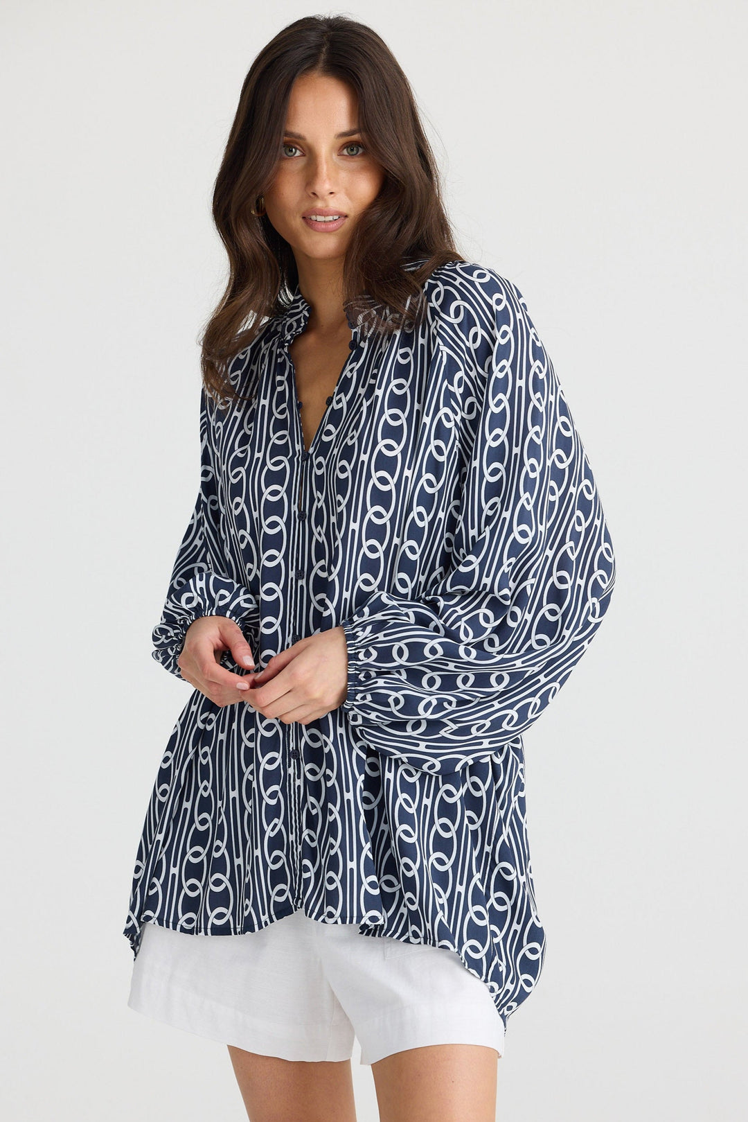 Minara | Elegante Bluse mit Stehkragen
