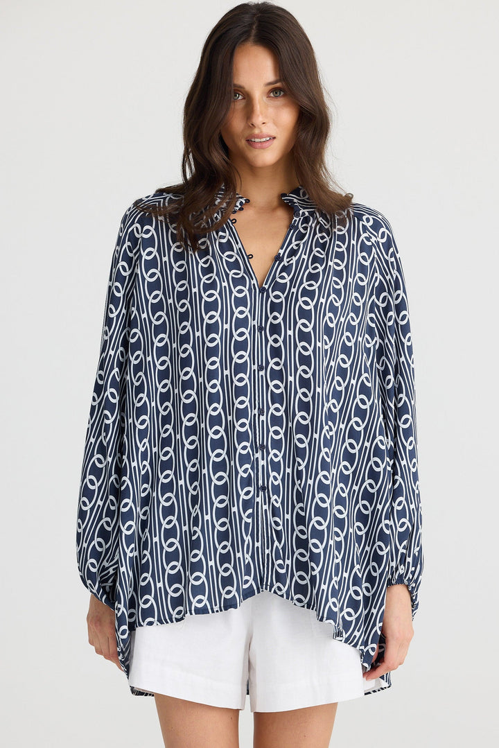 Minara | Elegante Bluse mit Stehkragen