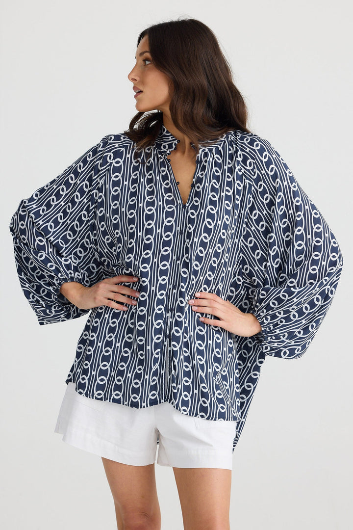 Minara | Elegante Bluse mit Stehkragen